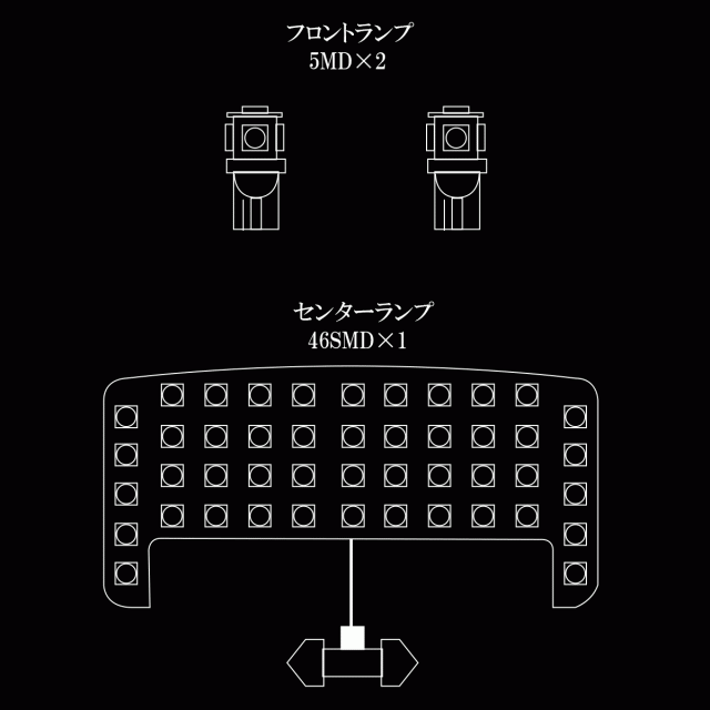 トヨタハイラックス GUN125 ピックアップ 専用設計 LED ルームランプ 純白 ホワイト 7000K 高輝度3chip×5050SMD  R-437｜au PAY マーケット