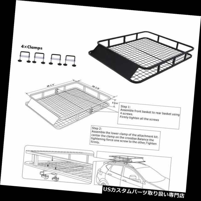 カーゴ、ルーフ キャリア ユニバーサルルーフラックカーゴカートップラゲッジホルダーキャリアバスケットヴィンテージ-48 40