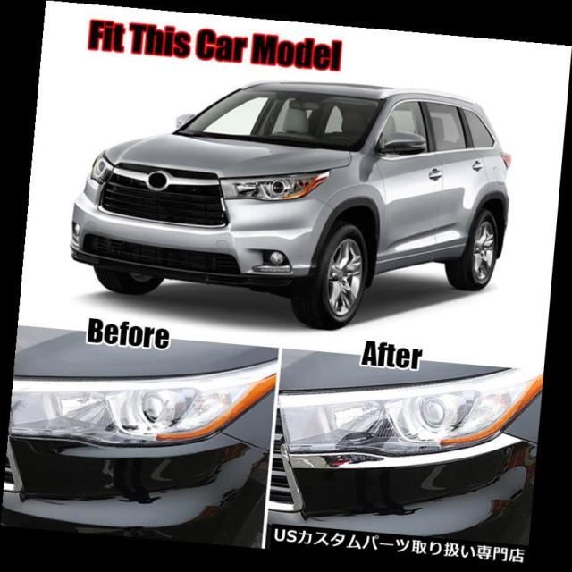 ヘッドライトカバー Highlander Kluger 2014-2016クロームフロントヘッドライトカバートリムストリップア