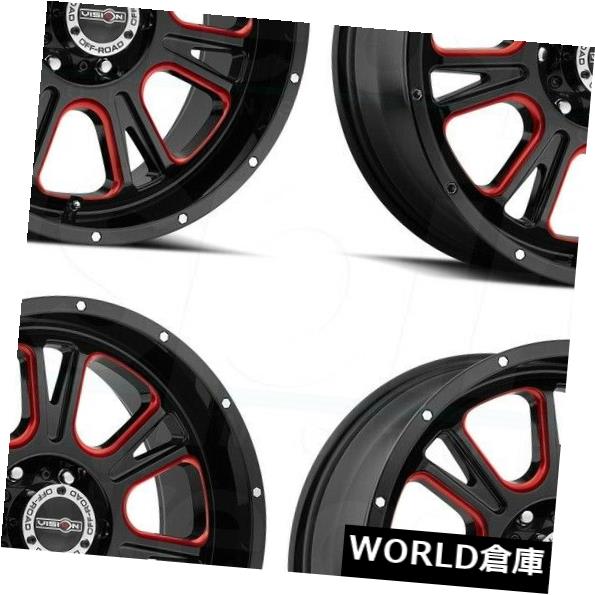 ホイール 4本セット 17x8.5 Vision 399 Fury 5x5 / 5x127 0ブラックレッドティントホイールリムセット(4)の通販は