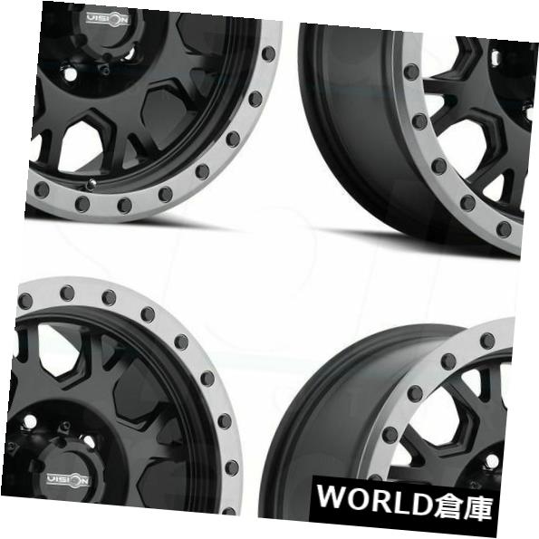 ホイール 4本セット 17x9 Vision GV8 Invader 5x5 / 5x127 12ブラックアンスラサイトリップホイールリムセの通販は