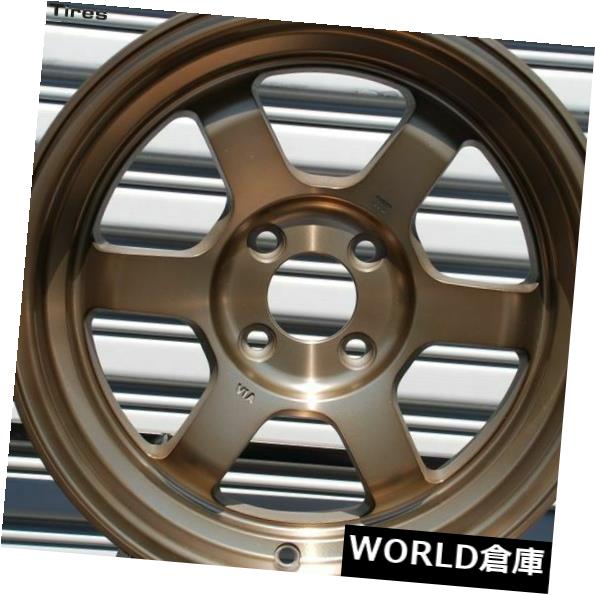 ホイール 4本セット 15x8 / 15x9 Rota Grid V 4x114.3 0/0フルロイヤルスポーツブロンズホイールリムセット（の通販は