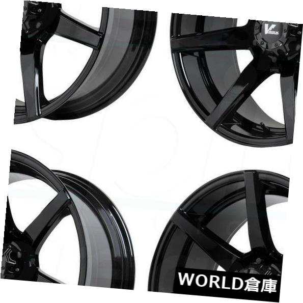 ホイール 4本セット 18x9.5 V-Rock VR8 Extractor 5x5 / 5x127 -5グロスブラックホイールリムセット（の通販は