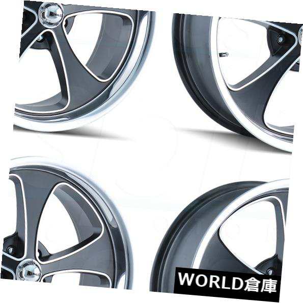 ホイール 4本セット 17x7 Ridler 645 5x4.75 / 5x120.6  5 0ブラックポリッシュリップホイールリムセット（の通販は