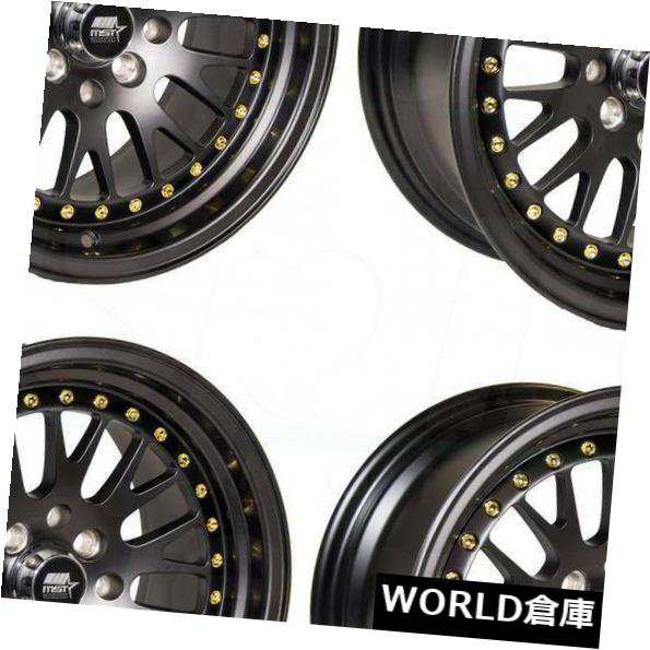 ホイール 4本セット 15x8 MST MT10 4x100 / 4x114.3 25ブラックゴールドリベットホイールリムセット（4）  1の通販は