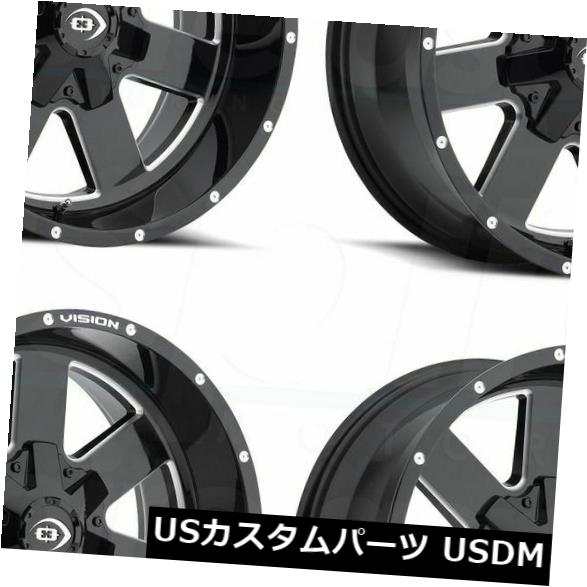 ホイール 4本セット 20x10 Black Milled Wheels Vision 411 Arc 8x180 -25（4個セット）  の通販は