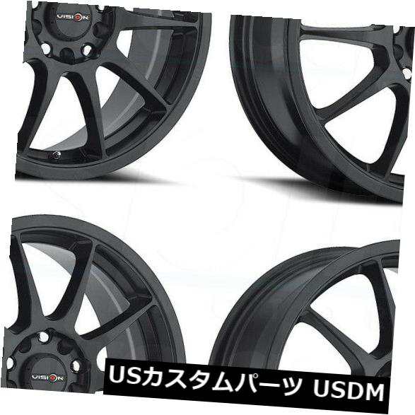 ホイール 4本セット 15x6.5 Matte Black Wheels Vision 425 Bane 5x100 / 5x114.3 3の通販は