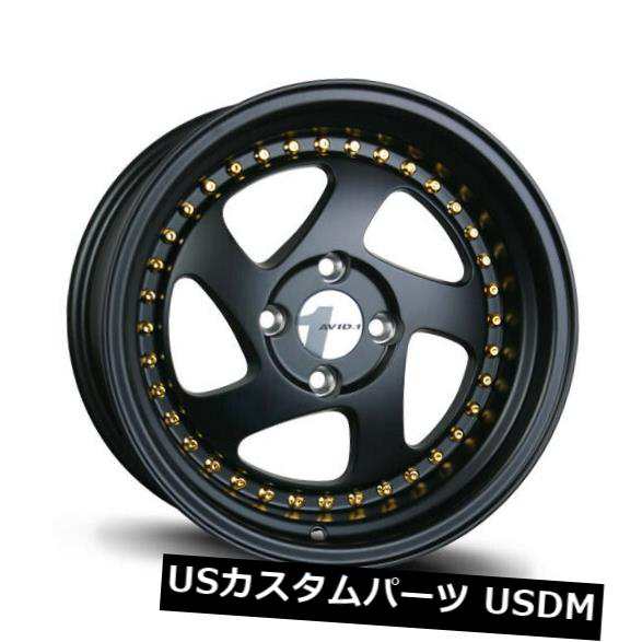 ホイール 4本セット 15x8ブラックゴールドリベットホイールAVID1 AV19