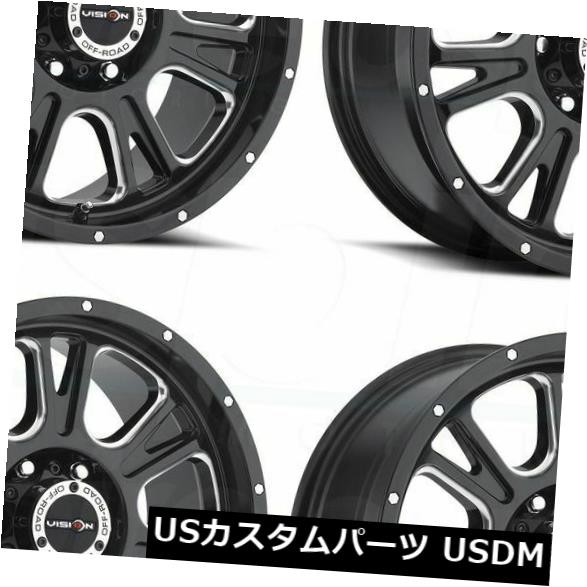 ホイール 4本セット 18x8.5 Black Milled Wheels Vision 399 Fury 5x5 / 5x127 18（4