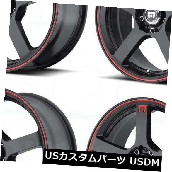 ホイール 4本セット 4-新しい16インチMotegi MR116ホイール16x7 5x112 / 5x114.3 40ブラックレッドリム の通販は