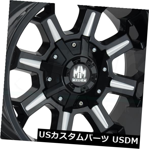 ホイール 4本セット 4-新しい17 "メイヘムコンバットホイール17x9 5x5.5 / 5x139.7 18グロスブラックミルドリム  の通販は