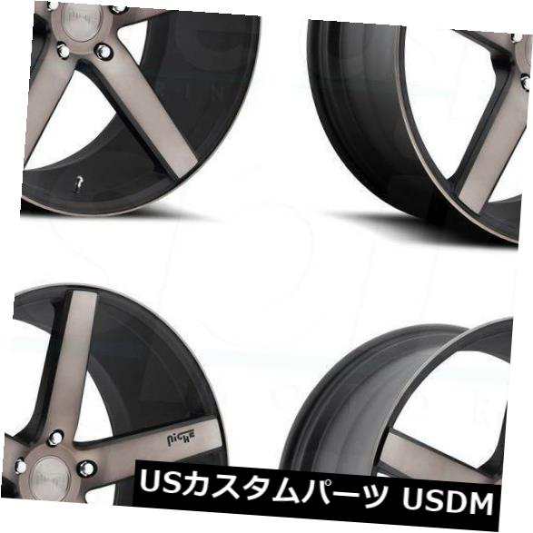 ホイール 4本セット 4-New 22 "Niche Milan M134 Wheels 22x9 5x114.3 38ブラックマシンドリムの通販は