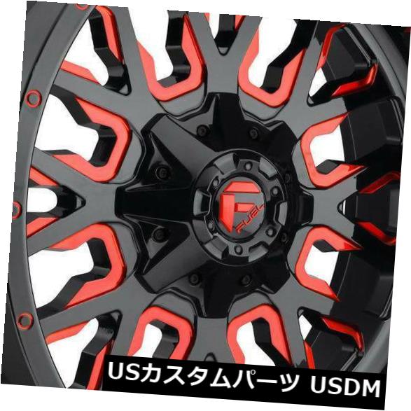 ホイール 4本セット 4-新しい22 "燃料ストロークD612ホイール22x10 6x135 / 6x5.5 10黒赤リム  4-New 2の通販は