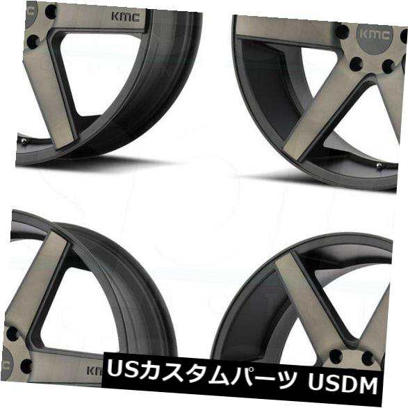 ホイール 4本セット 4-新しい24 "KMC KM704ホイール24x9 6x5.5 / 6x139.7 30ブラックダークティントリム の通販は