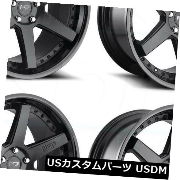 ホイール 4本セット 18x8.5 / 18x9.5 Niche Altair M192 5x112 42/48ブラックホイールリムセット（の通販は
