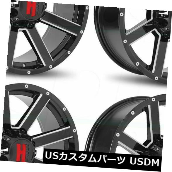 ホイール 4本セット 20x9 Havok H107 8x180 12ブラックミルドホイールリムセット（4）  20x9 Havok H10の通販は