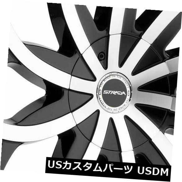 ホイール 4本セット 22x9.5 Strada S61 Huracan 5x115 / 5x120 35ブラックマシンホイールリムセット（の通販は