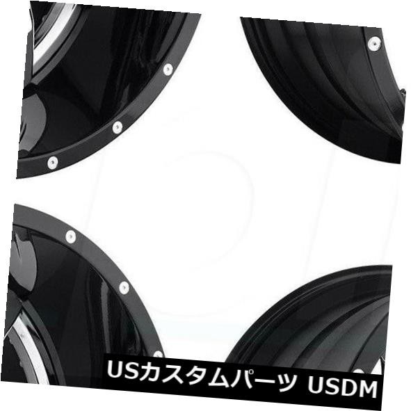 ホイール 4本セット 22x14フューエルロッカーD272 8x6.5 / 8x165.1 -70クロームブラックリップホイールリムセット（の通販は