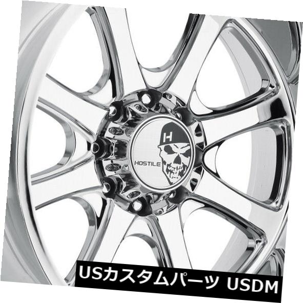 ホイール 4本セット 24x14敵対的なH105 Exile 8x6.5 / 8x165.1 -76クロームホイールリムセット（4）  24の通販は