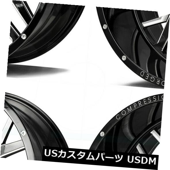 ホイール 4本セット 24x12 AX AX1.0 5x5 / 5x5.5 -44グロスブラックミルドホイールリムセット（4）  24x12の通販は