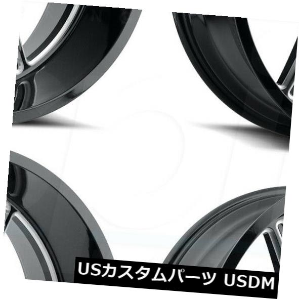 ホイール 4本セット 24x14敵対的なH117毒6x5.5 / 6x139.7 -76ブラックミルドホイールリムセット（4）  24x14の通販は