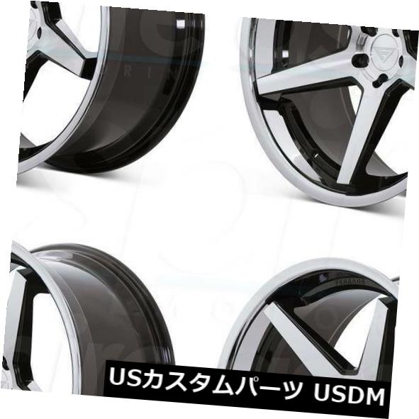 ホイール 4本セット 22x9.5 / 22x11 Ferrada FR3 5x120 15/20マシンブラッククロームリップホイールリムセの通販は