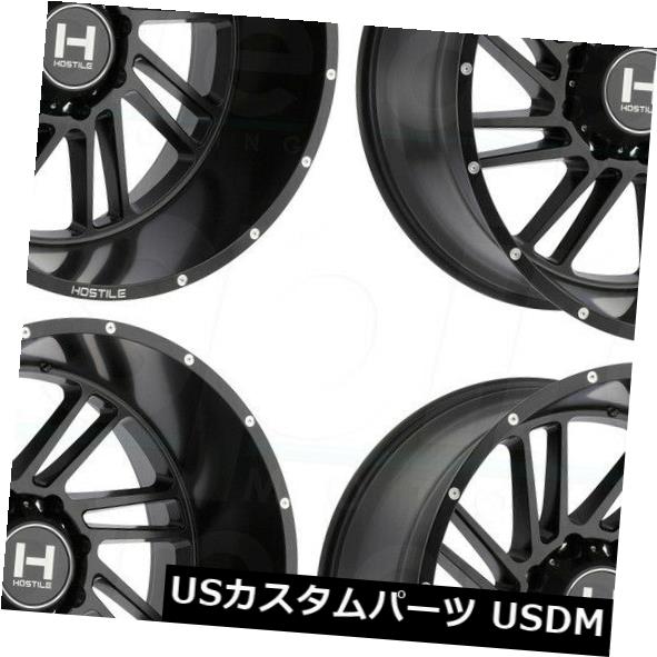 ホイール 4本セット 24x14敵対的なH110ストライカー8x180 -76フルブラックホイールリムセット（4）  24x14 Hostiの通販は