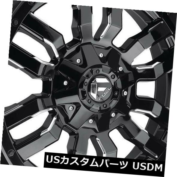 ホイール 4本セット 24x12燃料スレッジD595 8x170 -44ブラックミルドホイールリムセット（4）  24x12 Fuel Slの通販は