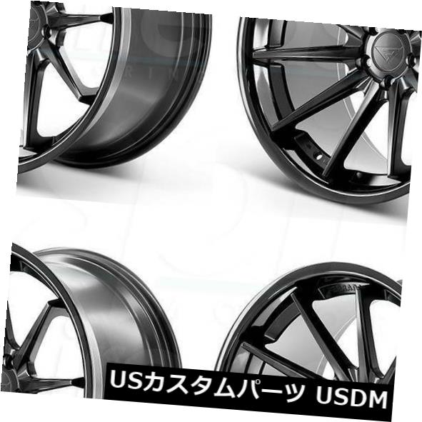 ホイール 4本セット 20x9 / 20x10.5フェラーダFR4 5x112 35/38マットブラックブラックリップホイールリムセット（4の通販は