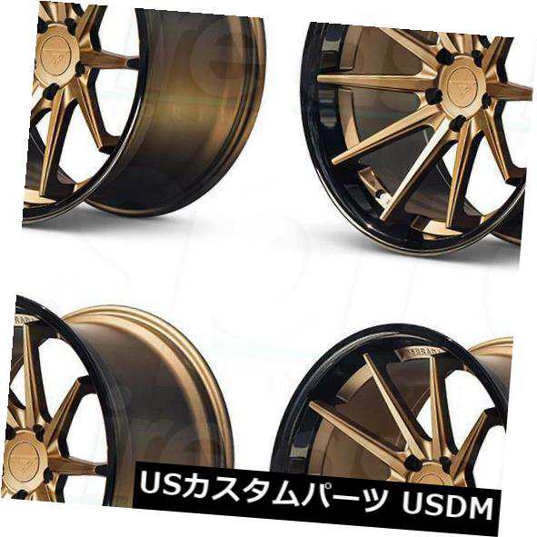 ホイール 4本セット 20x9 / 20x10.5フェラーダFR4 5x114.3 15/15マットブロンズブラックリップホイールリムセットの通販は