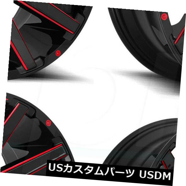 ホイール 4本セット 22x12フューエルコントラD643 8x170 -44ブラックレッドホイールリムセット（4）  22x12 Fuelの通販は 587,400円