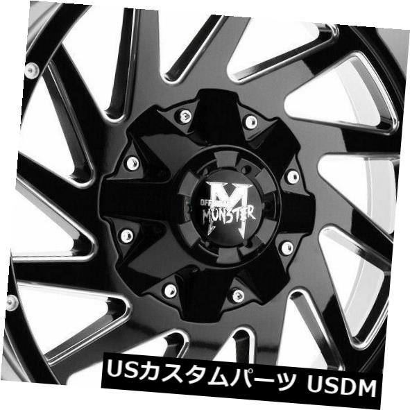 ホイール 4本セット 24x14オフロードモンスターM12 6x5.5 / 6x139.7 -76ブラックミルドホイールリムセット（4）  の通販は