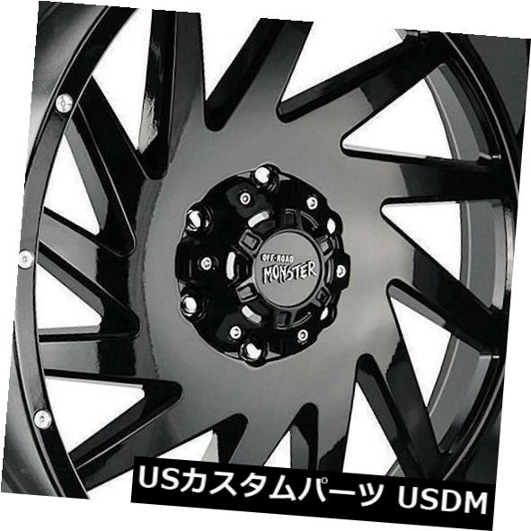 ホイール 4本セット 24x14オフロードモンスターM12 8x6.5 / 8x165.1 -76ブラックホイールリムセット（4） 24xの通販は