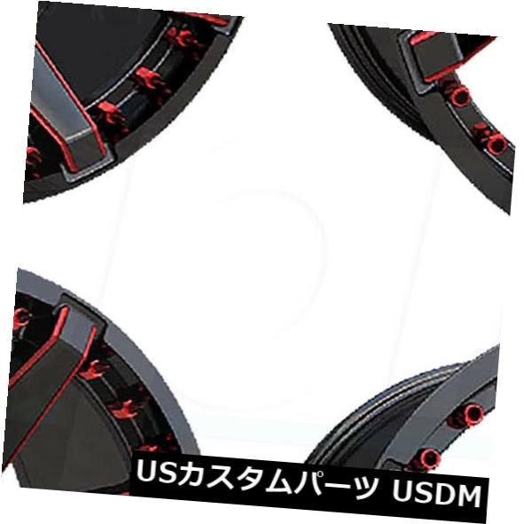 ホイール 4本セット 24x12 Xtreme XM301 5x115 / 5x5 / 5x12  7 -44グロスブラックレッドミルホイーの通販は