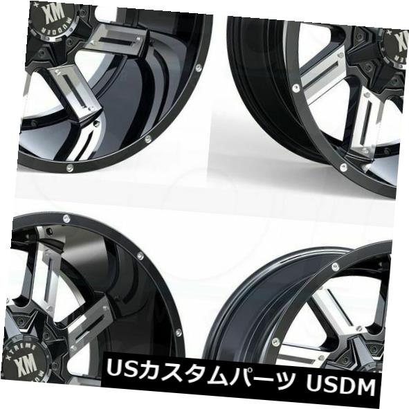 ホイール 4本セット 24x12 Xtreme XM319 8x6.5 / 8x165.1 -44グロスブラッククロームインサートホイールセの通販は 247,104円