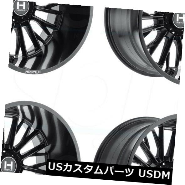 ホイール 4本セット 22x10敵対的なH114フューリー8x170 -25フルブラックホイールリムセット（4）  22x10 Hostilの通販は 247,104円