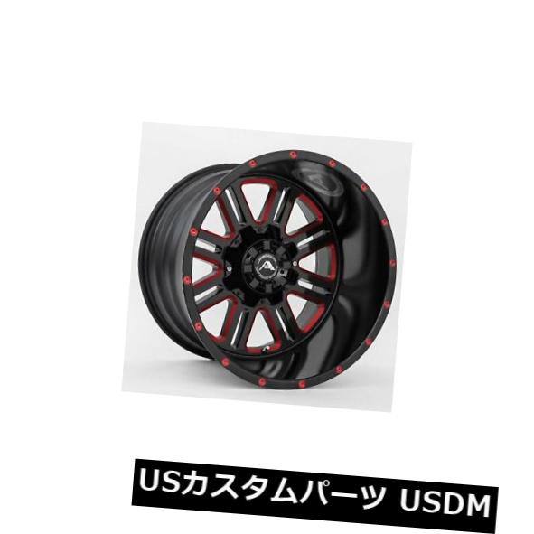 ホイール 4本セット 20x14アメリカンオフロードA106 8x170 -76ブラックミルドレッドホイールリムセット（4）  20x14 の通販は