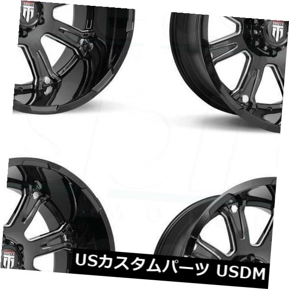 ホイール 4本セット 22x14 Truxx AT154 6x135 -76ブラックミルドホイールリムセット（4）  22x14 Truxxの通販は