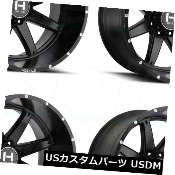 ホイール 4本セット 20x12敵対的なH109アルファ8x6.5 / 8x165.1 -44フルブラックホイールリムセット（4）  20xの通販は