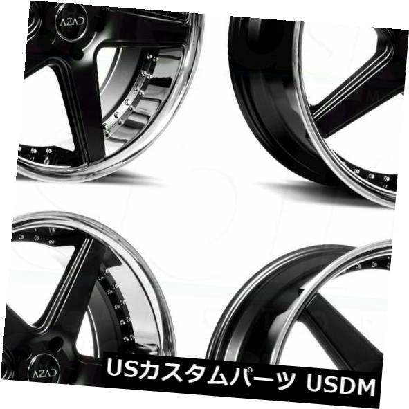 ホイール 4本セット 22x9 / 22x10.5 Azad AZ008 5x120 30/35ブラッククロームリップホイールリムセット（4の通販は