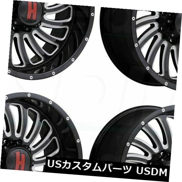 ホイール 4本セット 22x12 Havok H111 6x5.5 / 6x139.7 -44ブラックミルドホイールリムセット（4）  22の通販は
