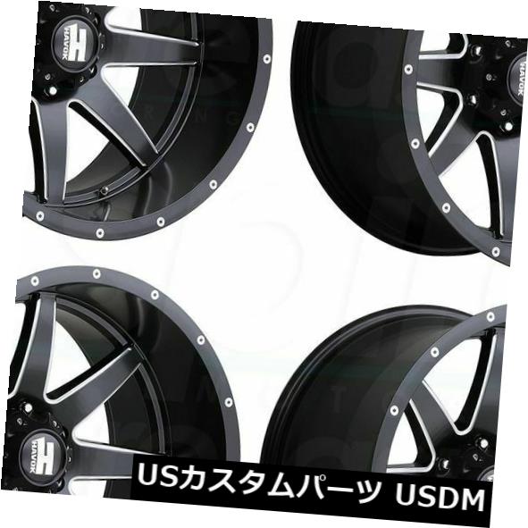 ホイール 4本セット 22x12 Havok H112 6x5.5 / 6x139.7 -44ブラックミルドホイールリムセット（4） 22の通販は