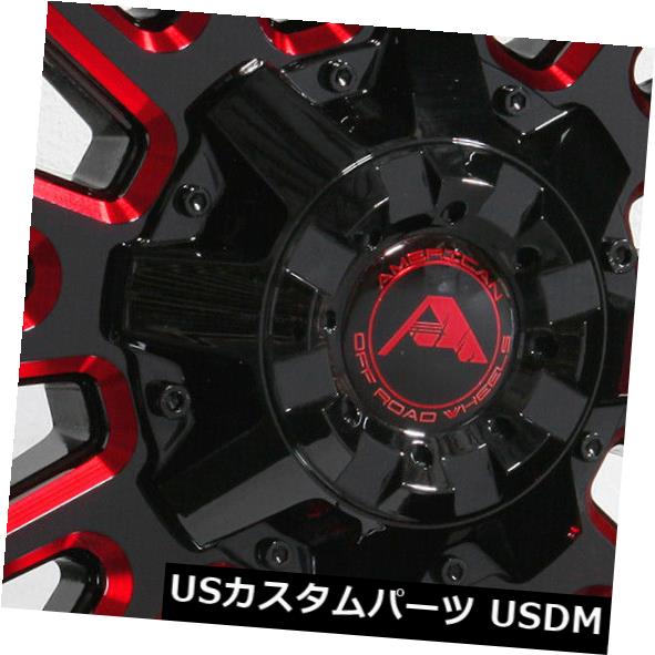 ホイール 4本セット 20x10アメリカンオフロードA105 6x135 / 6x5.5 -24ブラックミルドレッドホイールリムセット（4）の通販は