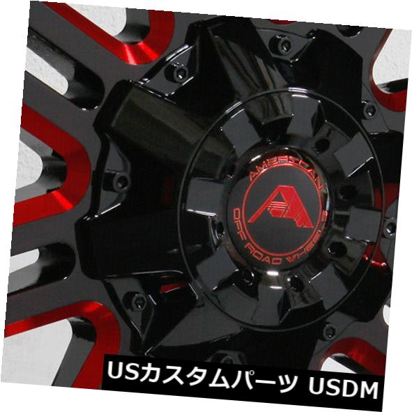 ホイール 4本セット 20x10アメリカンオフロードA106 5x114.3 -24ブラックミルドレッドホイールリムセット（4）  20x1の通販は