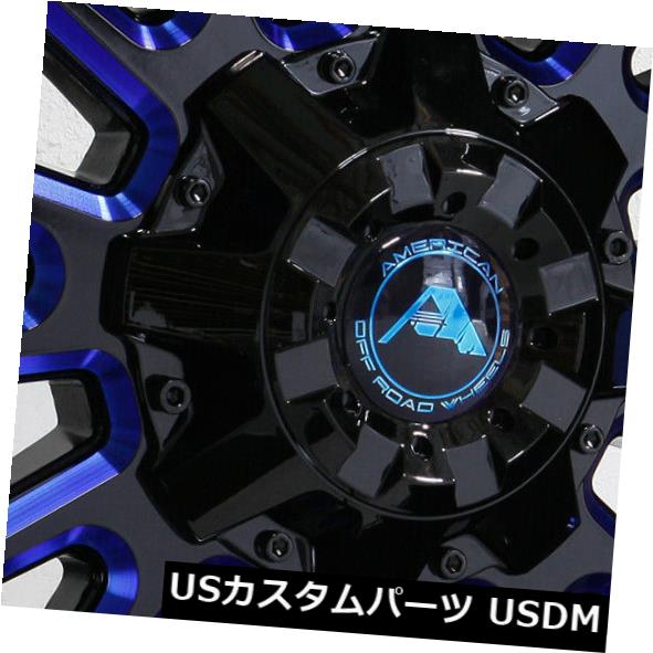ホイール 4本セット 20x10アメリカンオフロードA105 6x5.5 / 6x139.7 -24ブラックミルドブルーホイールセット（4）の通販は