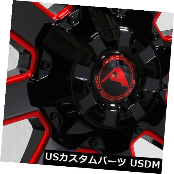 ホイール 4本セット 20x10アメリカンオフロードA108 5x114.3 -24ブラックミルドレッドホイールリムセット（4）  20x1の通販は