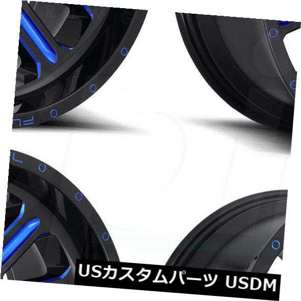 ホイール 4本セット 20x10フューエルハードラインD646 8x6.5 / 8x165.1 -18ブラックブルーホイールリムセット（4）