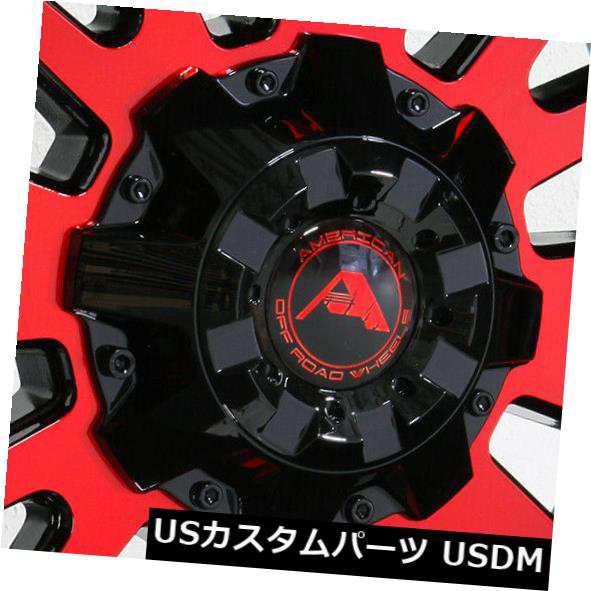 ホイール 4本セット 20x12アメリカンオフロードA105 8x6.5 / 8x165.1 -44ブラックマシニングレッドホイールセット（の通販は