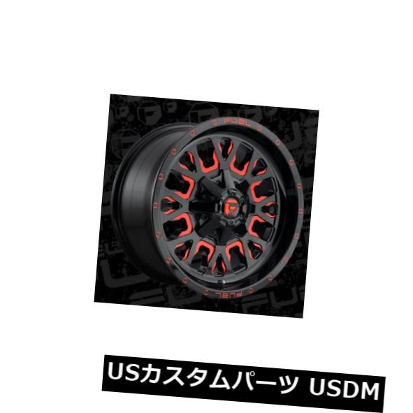 ホイール 4本セット 18x9 ET20 Fuel D612 Stroke 8x180 Black w / Candy Red Rims（4の通販は