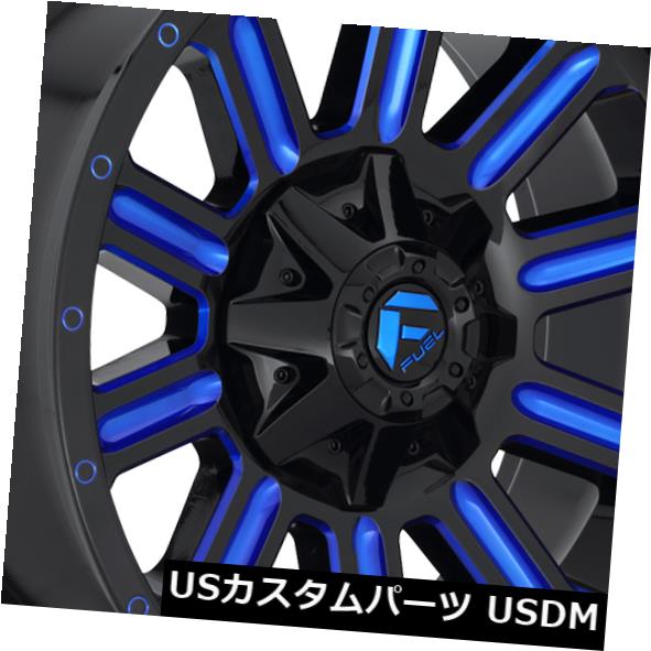 ホイール 4本セット 20x12 ET-44 Fuel D646 Hardline 8x170 Black w / Candy Blue Rの通販は